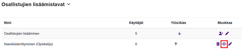 Salli itserekisteröityminen.