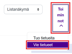 Vie tietokannan tietueet tiedostoon.