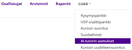 AI-tutorin asetukset