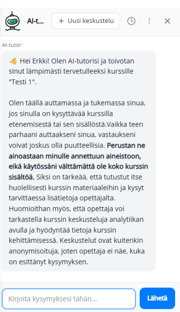 AI-tutorin chat-ikkuna