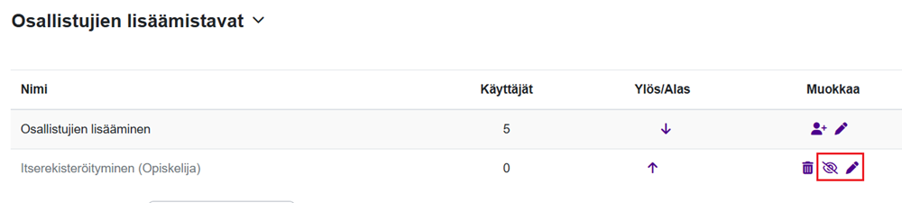 Ota käyttöön itserekisteröityminen osallistujien lisäämistapana.