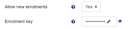 Allow new enrolments and set enrolment key