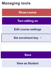 Set enrolment key from the Managing tools block.