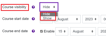 Hide or show course