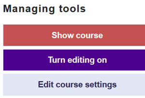 Show course button in Managing tools block.