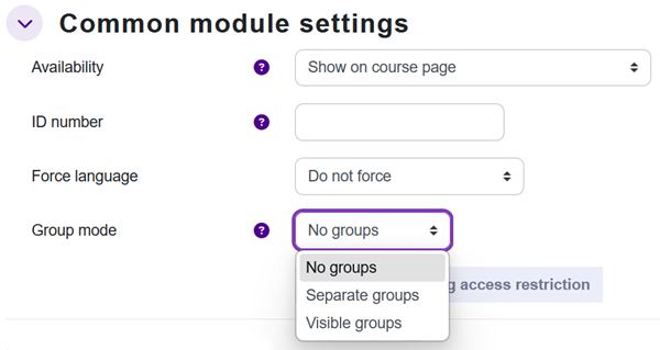 Setting group mode from the common module settings.