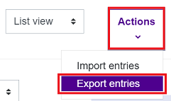 Export entries from database