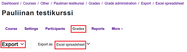 Export grades from a course.