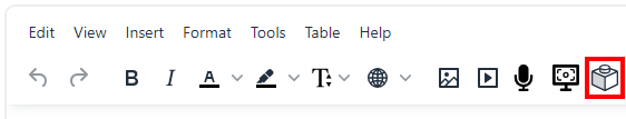 In the text editor, click on the "Lego brick" icon, i.e. the C4L button.