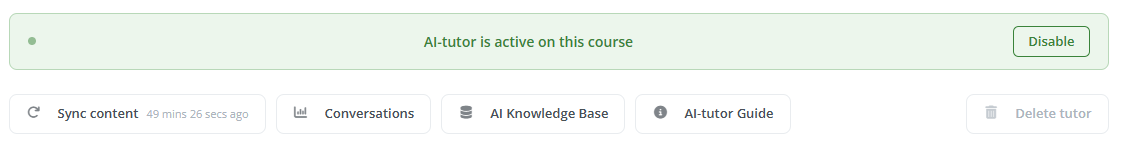 AI-tutor settings / actions