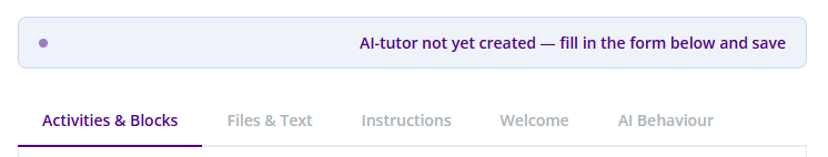 AI-tutor settings / tabs